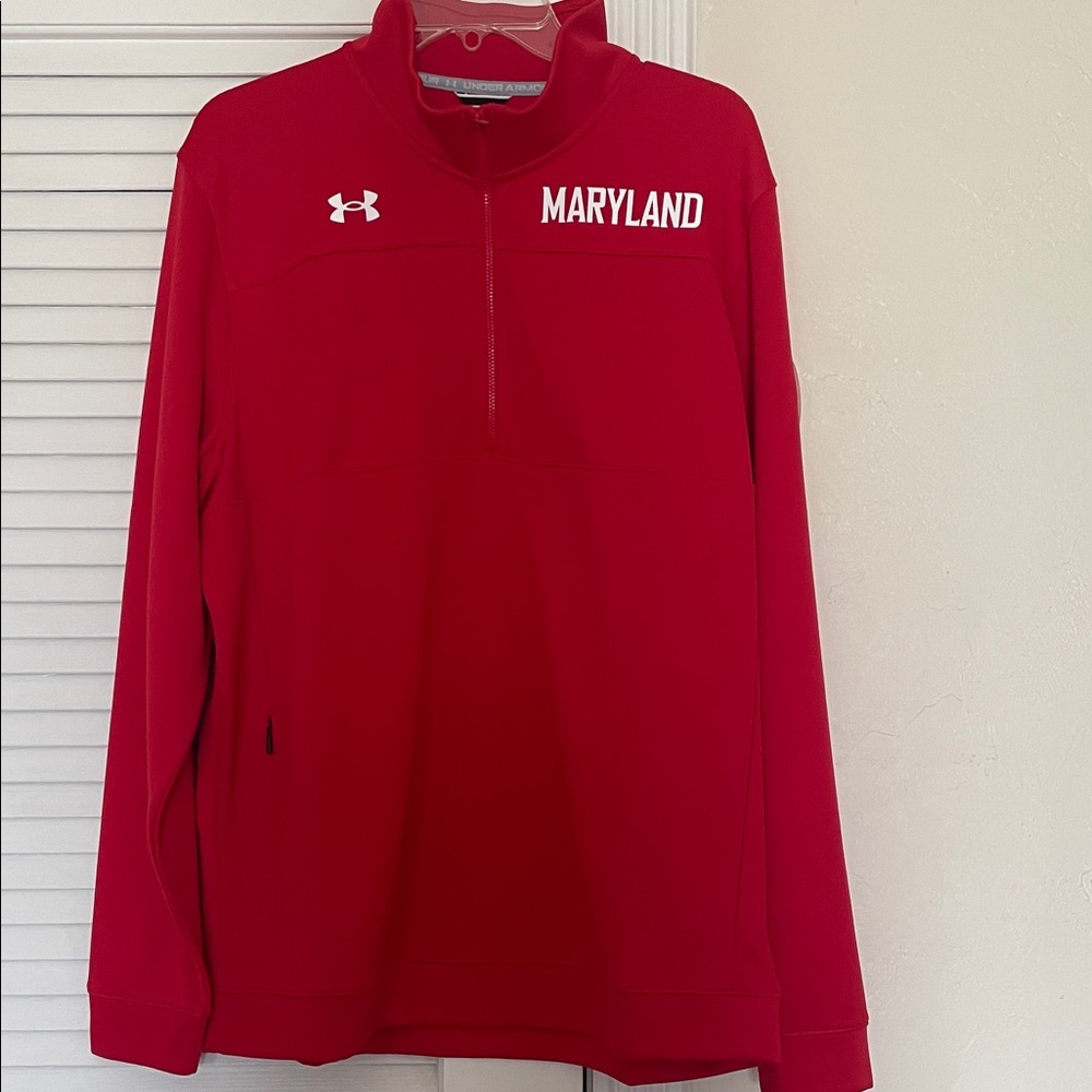 Under Armour Red Maryland Quarter Zip Pullover. Never worn.